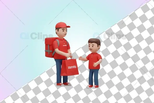 3D Zomato Delivery Interaction Scene