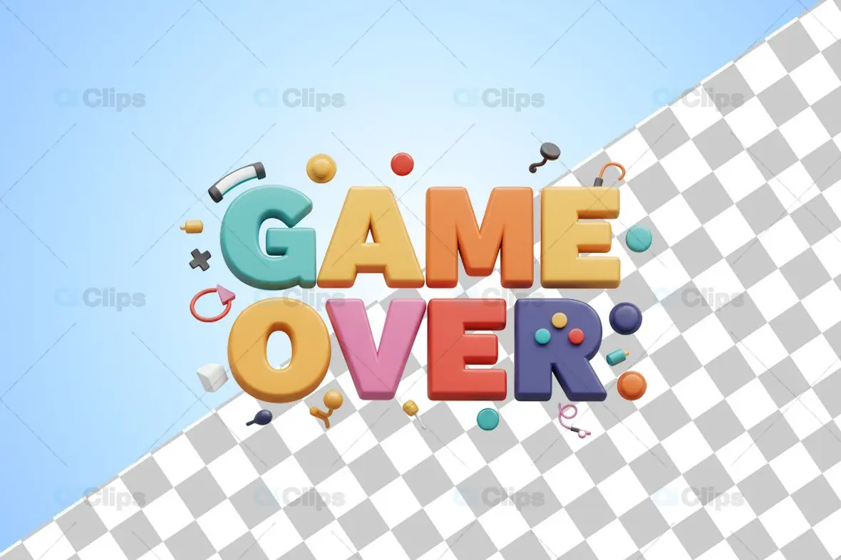 3D "Game Over" Typography with Playful Gaming Elements
