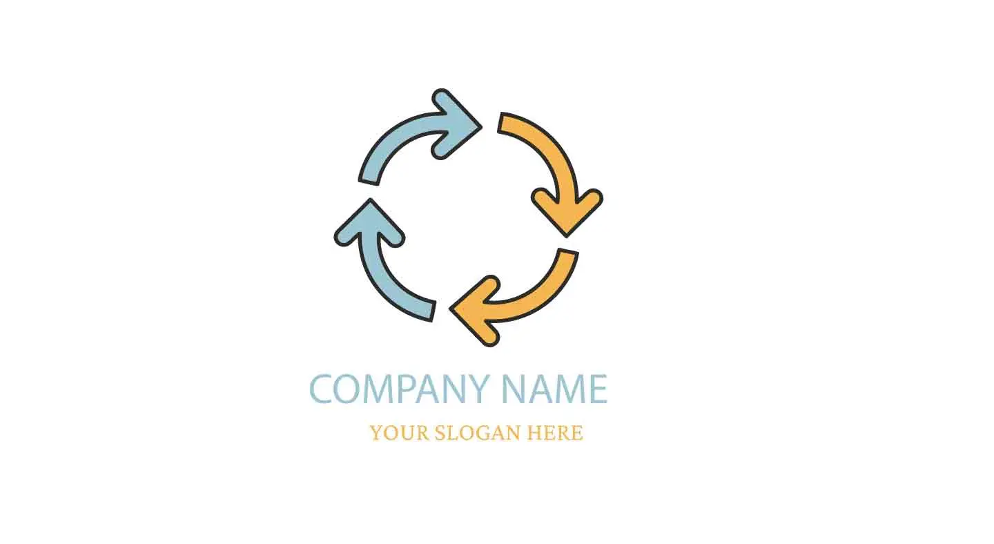 Circular Arrows Logo Design with Alternating Colors