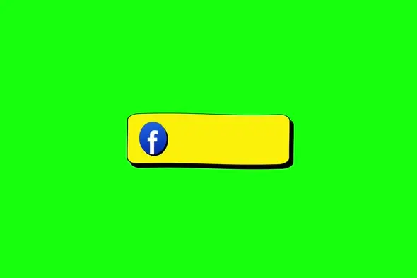 Animated Facebook Logo Button on Yellow Banner with Green Screen