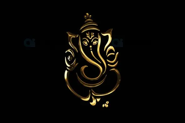 Golden Lord Ganesha Animation with Alpha Background