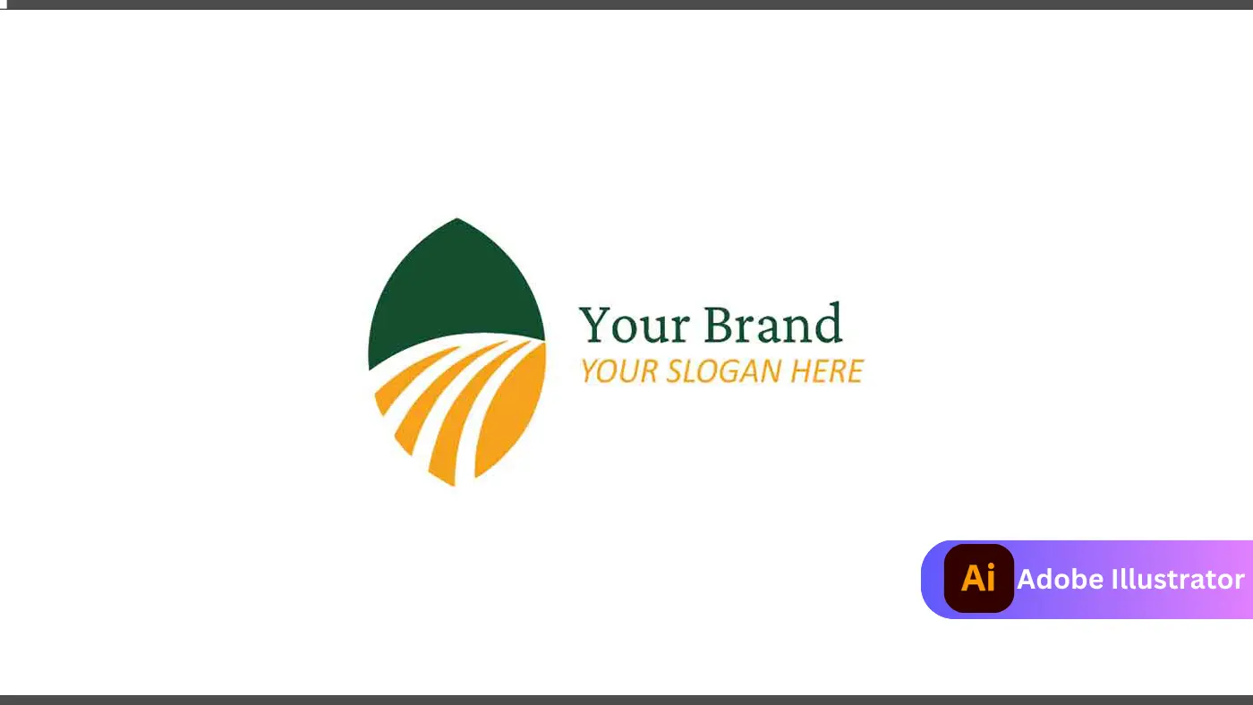 Agricultural Field Path Logo with Green Leaf Design