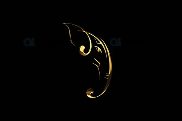 Artistic Ganesha Half-Face Design Animation with Golden Glow