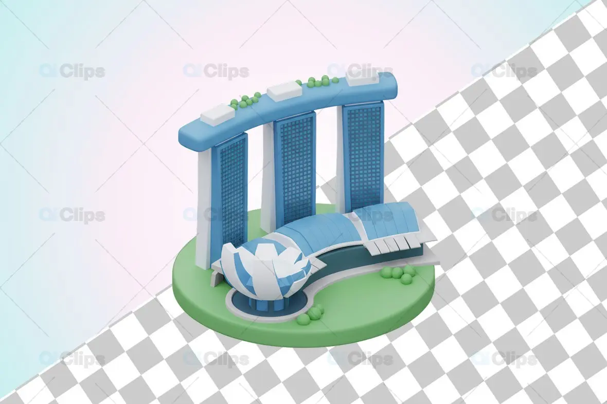 3D Marina Bay Sands and ArtScience Museum Illustration