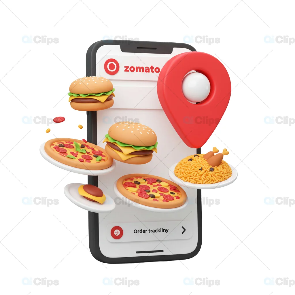 3D Zomato App Food Delivery Concept