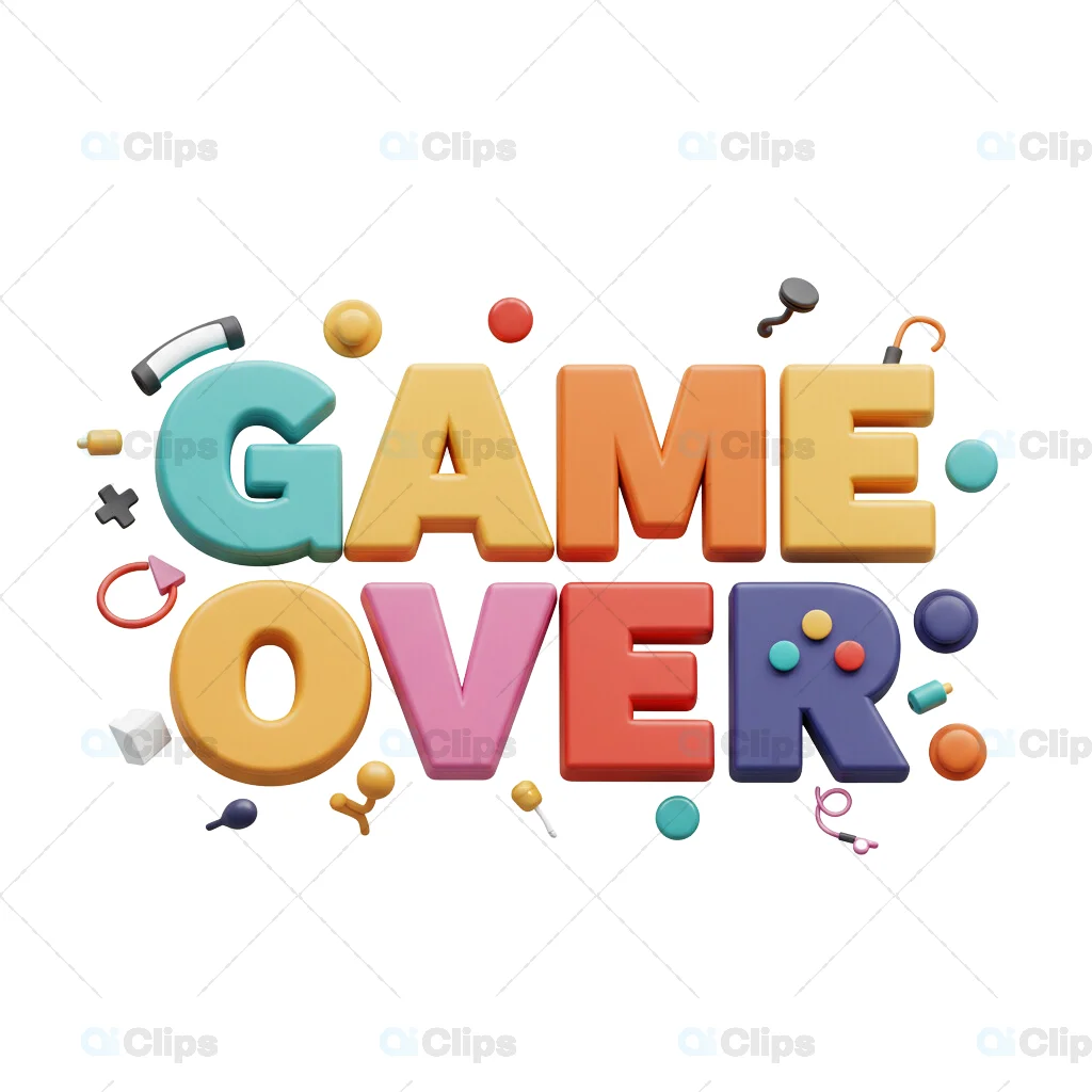 3D "Game Over" Typography with Playful Gaming Elements