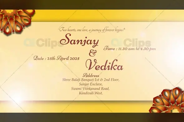 Romantic Floral Landscape Marathi & English  Template for Wedding Invitations