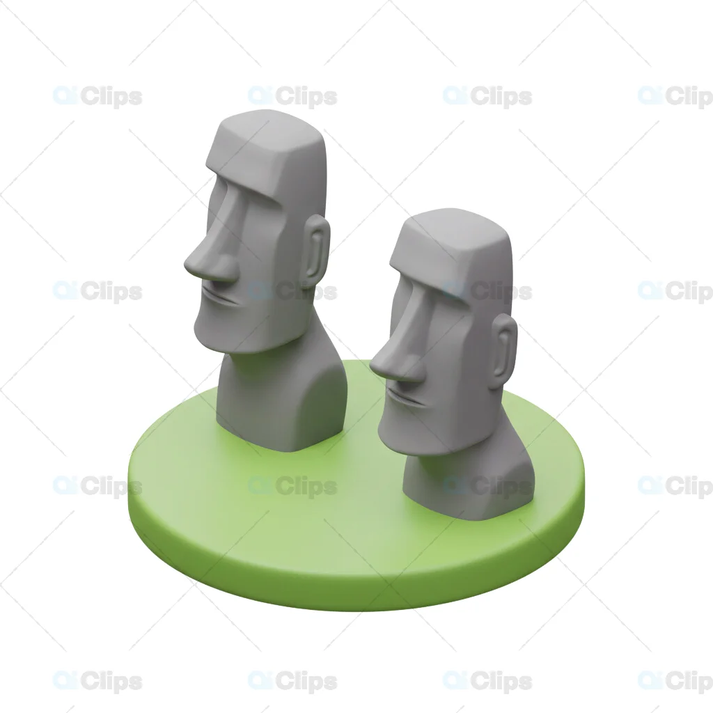 3D Easter Island Moai Statue Illustration