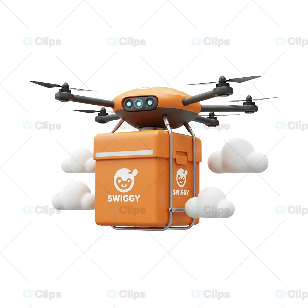 Swiggy Drone Delivery 3D Illustration