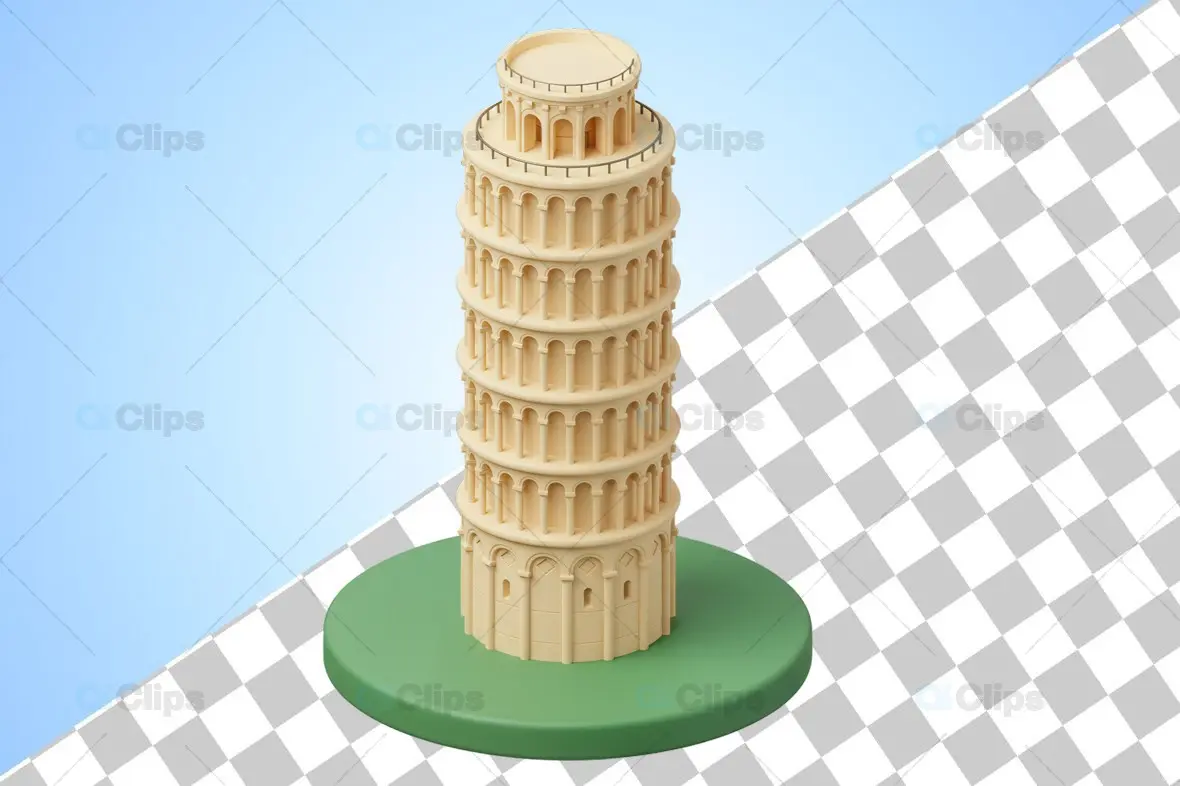 3D Leaning Tower of Pisa Illustration
