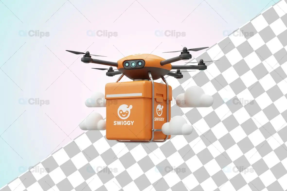 Swiggy Drone Delivery 3D Illustration