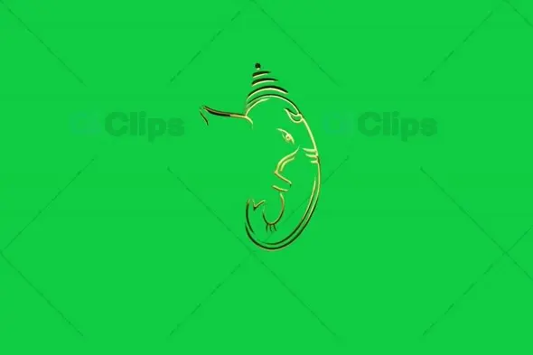 Modern Ganesha Profile Line Art Animation on Green Screen