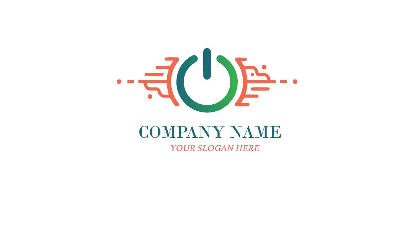 Modern Power Button Tech Logo with Circuit Design