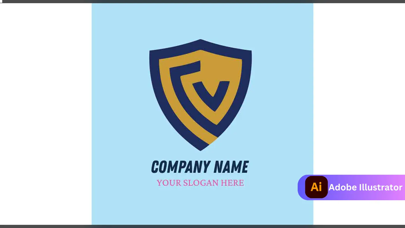 Modern Shield Logo with Geometric CV Monogram Design