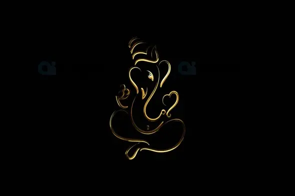 Modern Line Art Ganesha Animation with Golden Glow