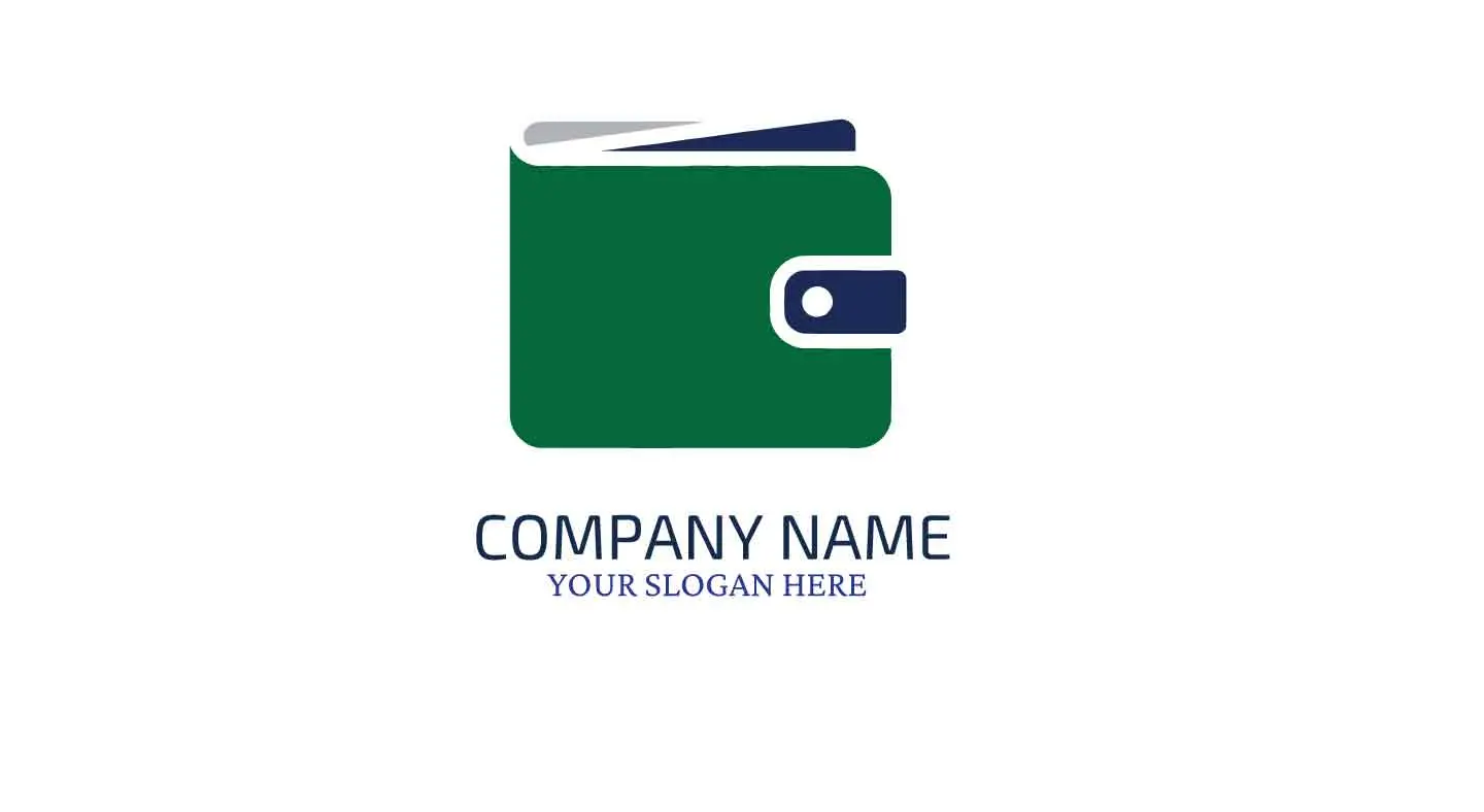Minimalist Wallet Logo Design with Green Icon