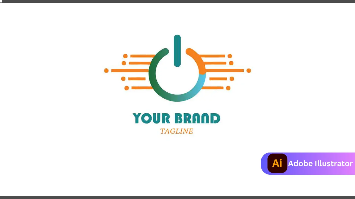 Modern Power Button Technology Logo with Circuit Lines