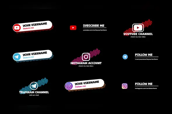 Modern Social Media Lower Thirds Pack With Hexagon Patterns