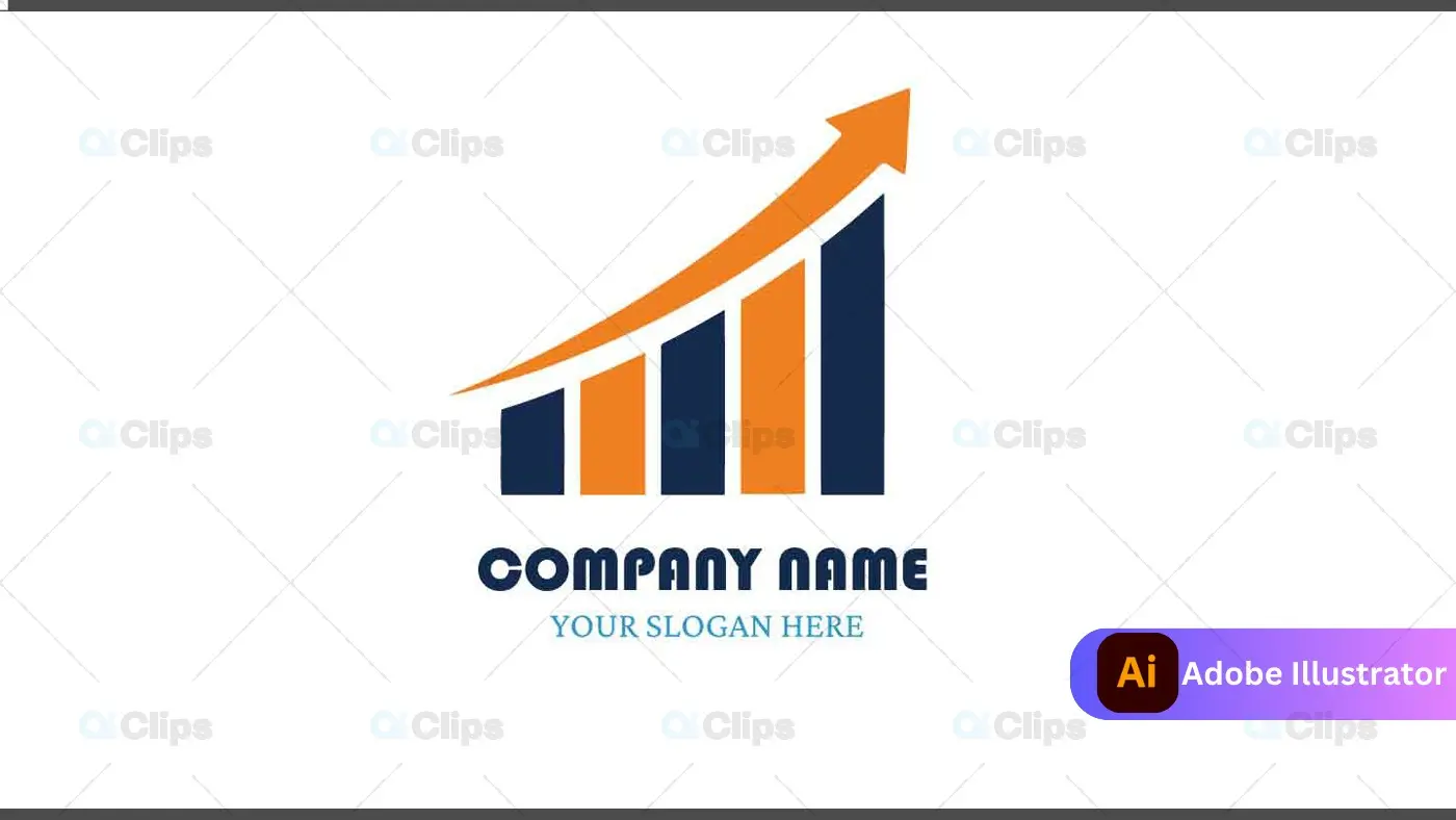 Upward Growth Bar Chart Logo with Navy and Orange Color Scheme