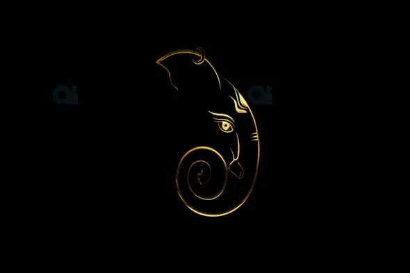 Abstract Ganesha Spiral Design Animation with Golden Glow