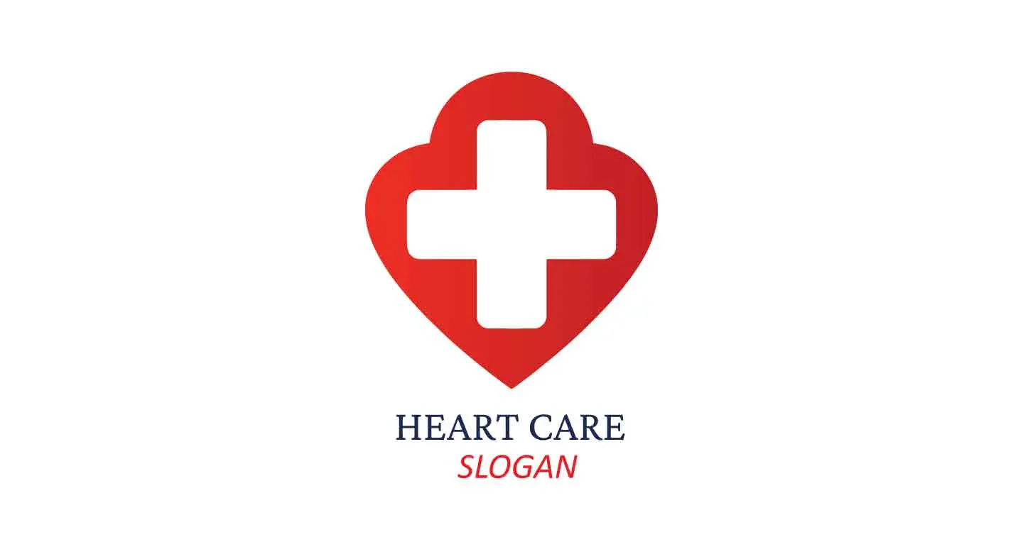 Medical Heart Care Cross Logo Design