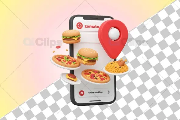 3D Zomato App Food Delivery Concept