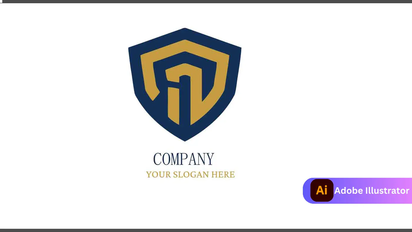 Modern Shield Security Logo with Golden Pillar Design