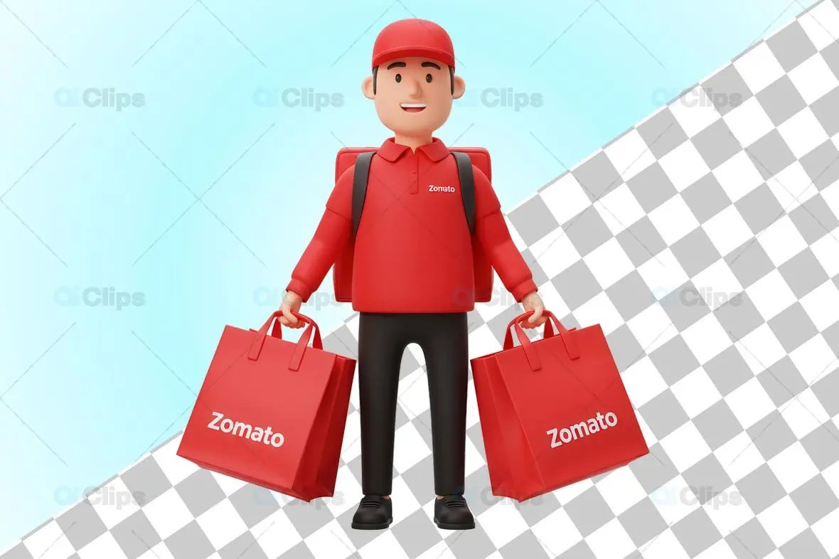 3D Zomato Delivery Boy Character Illustration