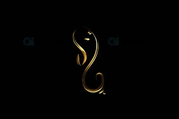 Artistic Golden Ganesha Outline Animation with Transparent Alpha