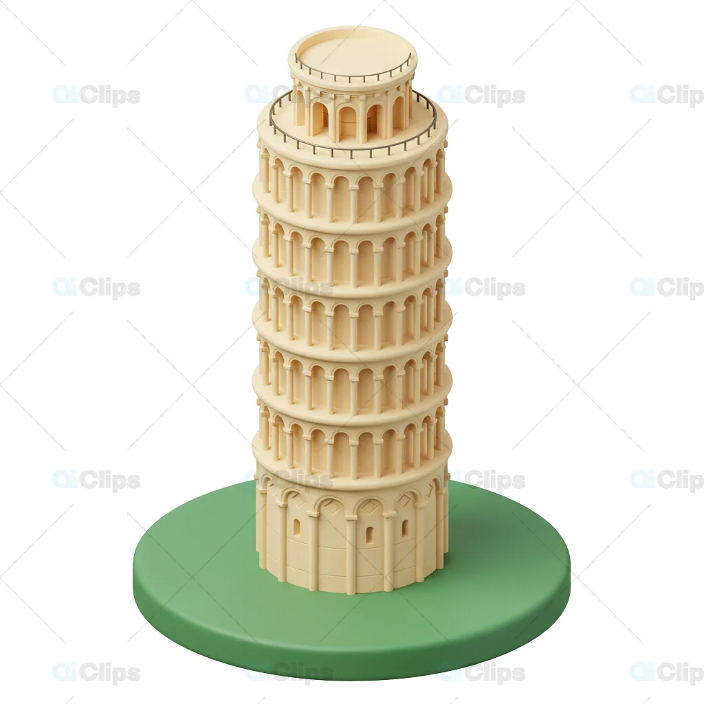 3D Leaning Tower of Pisa Illustration