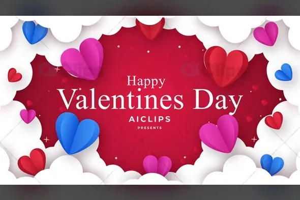 Elegant Valentine's Day Animation with 3D Paper Hearts