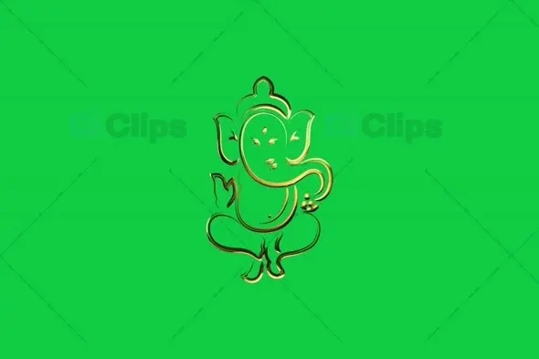 Sitting Golden Ganesha with Modak Animation on Green Screen