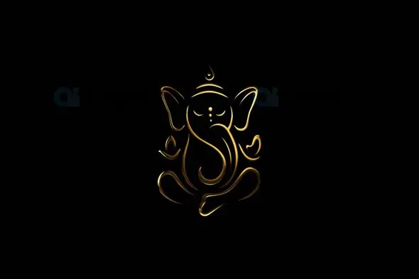 Glowing Golden Ganesha Animation with Transparent Background
