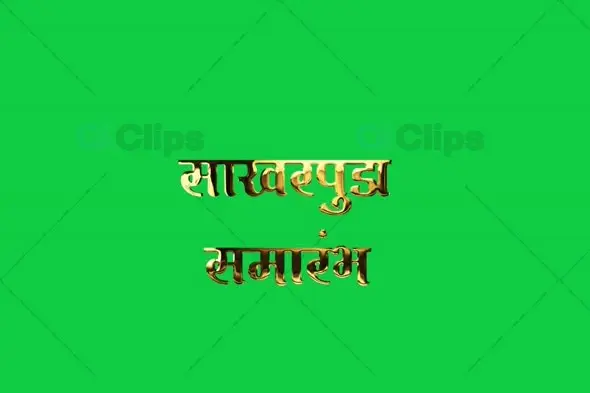 Marathi Golden Text "साखरपुडा समारंभ" Animation with Green Screen