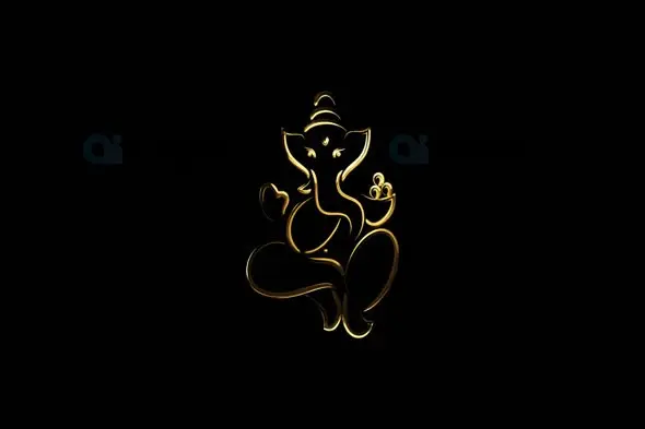 Divine Golden Ganesha Animation with Transparent Alpha Background