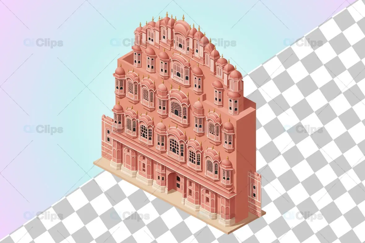 3D Hawa Mahal Illustration