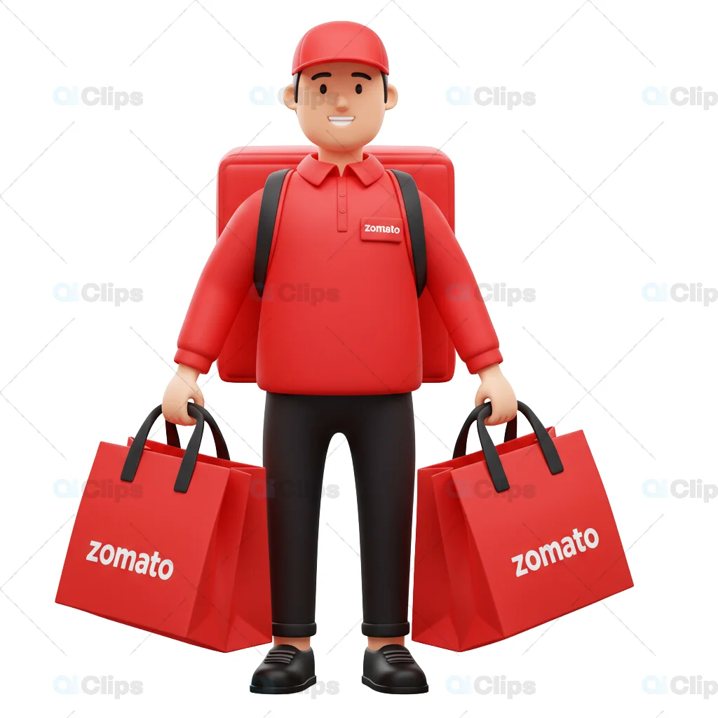 Zomato Delivery Boy 3D Illustration