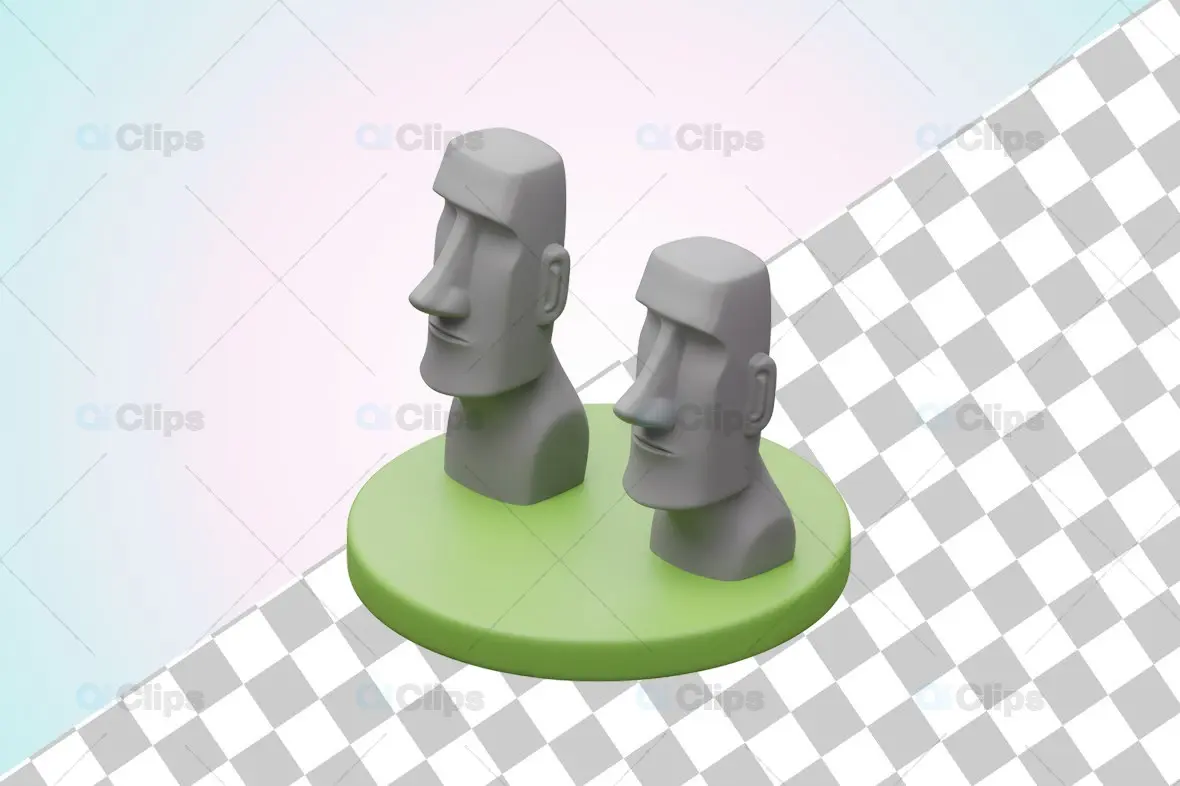 3D Easter Island Moai Statue Illustration