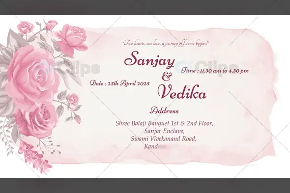 Elegant Floral Marathi & English Landscape Template for Wedding Invitations