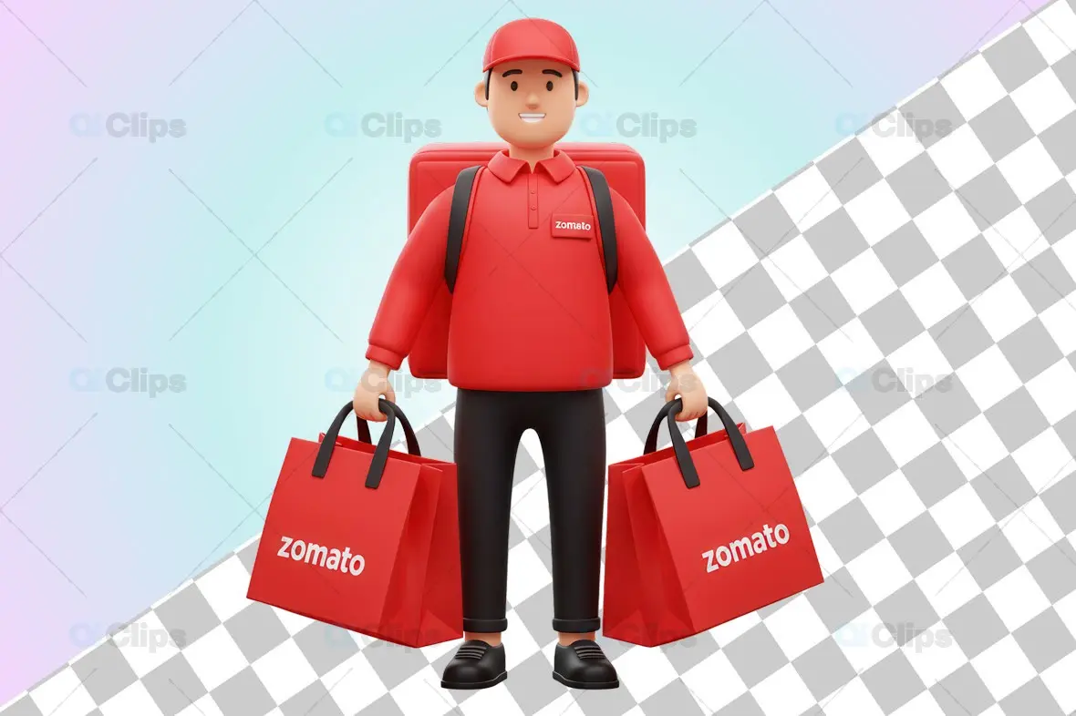 Zomato Delivery Boy 3D Illustration