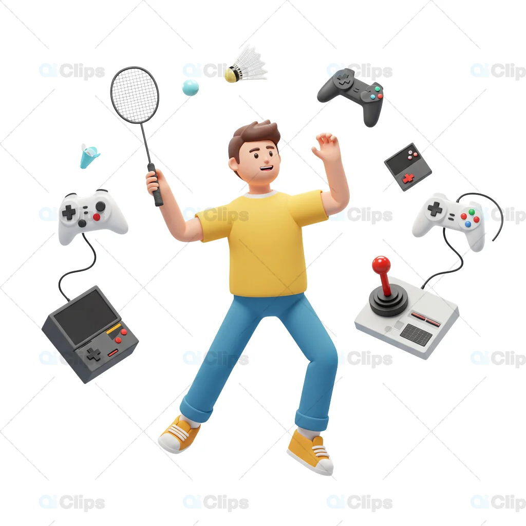 3D Gamer and Sports Enthusiast Character
