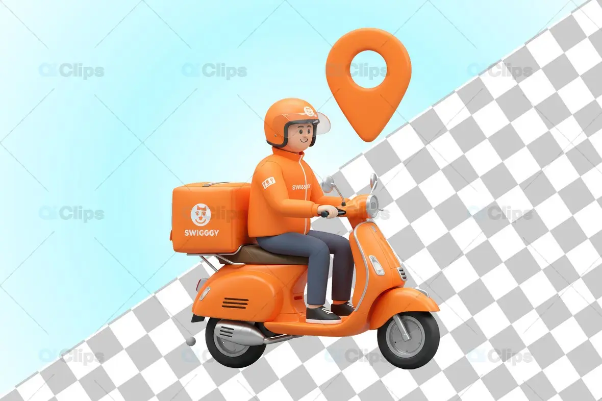 3D Swiggy Delivery Rider on Scooter