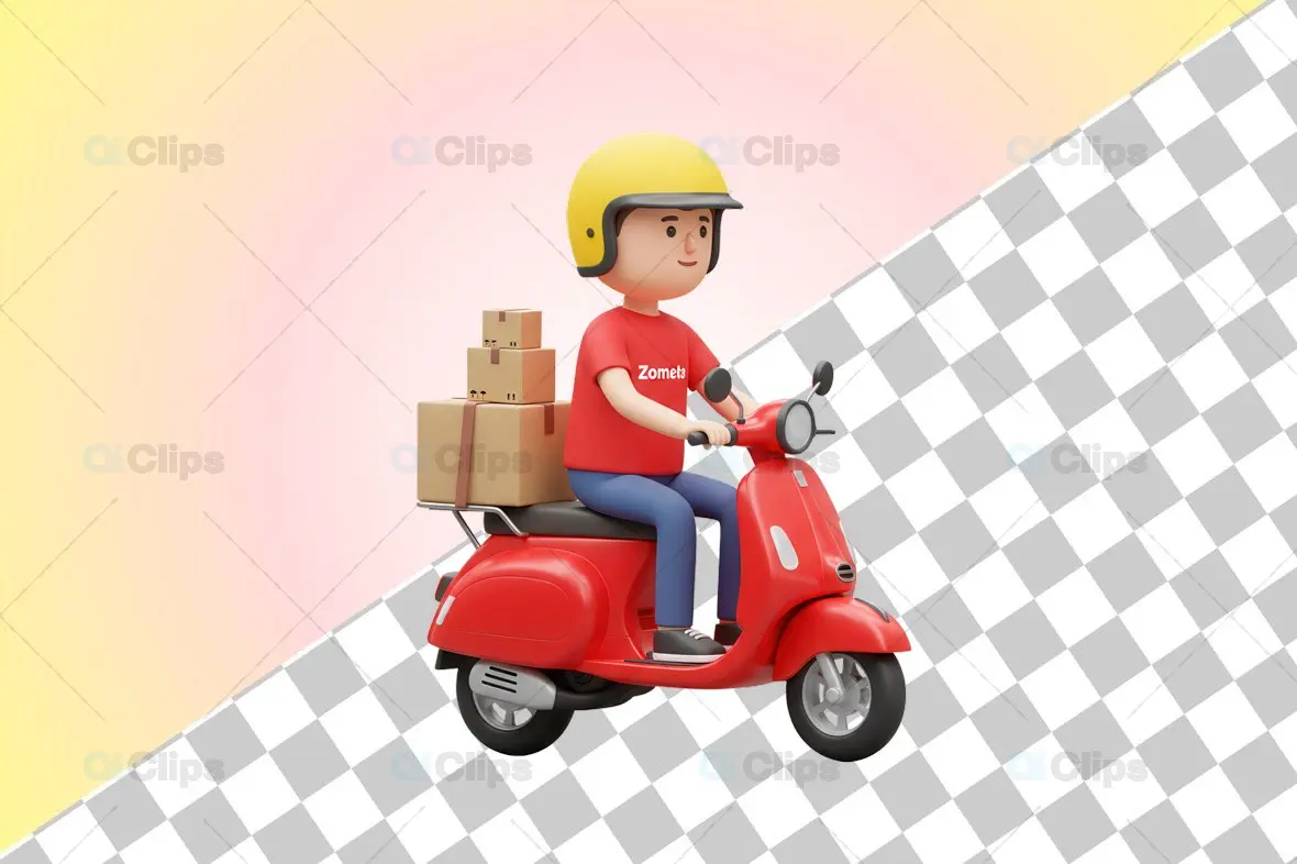Delivery Person 3D Illustration in Red Uniform