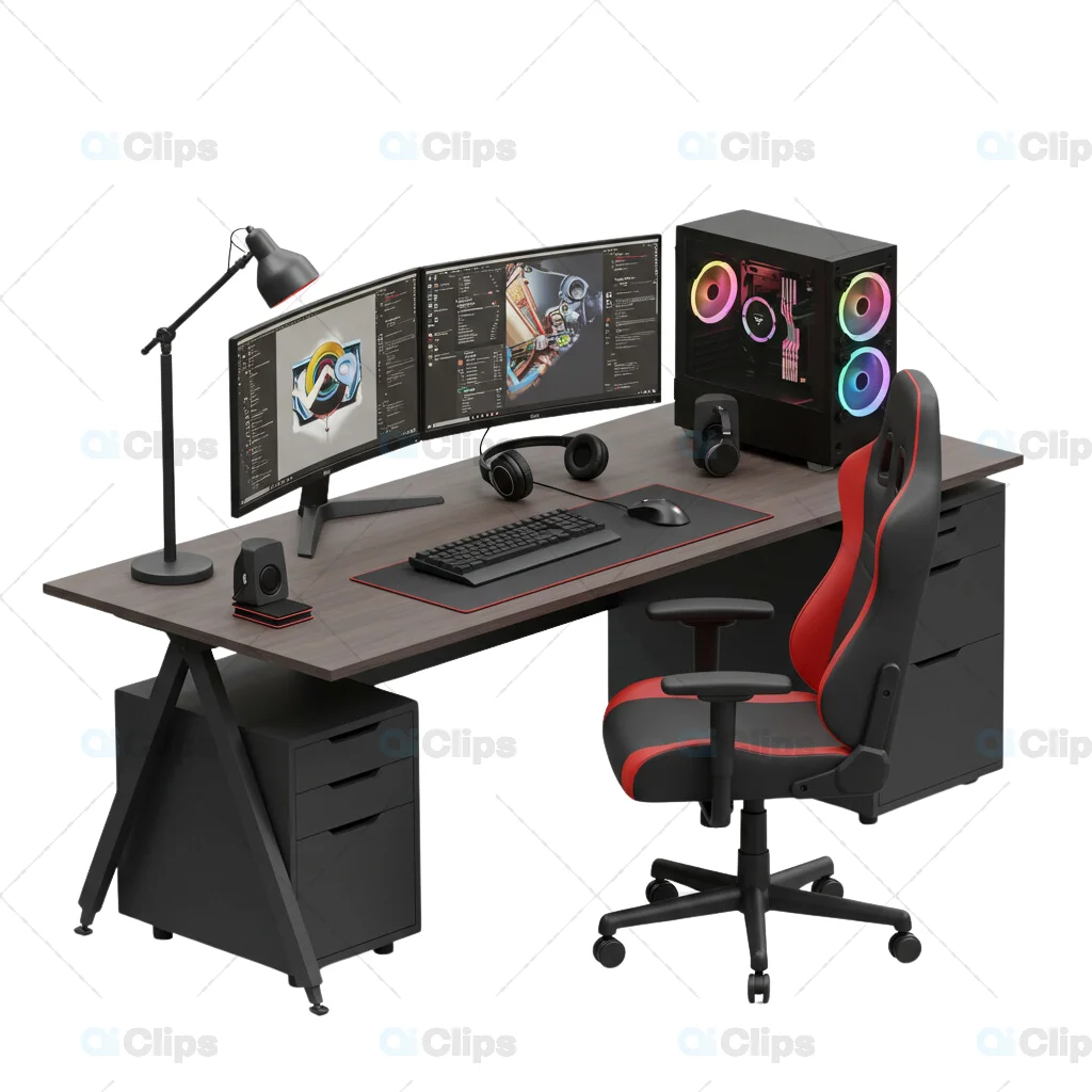 3D Gaming and Workspace Setup with Dual Monitors