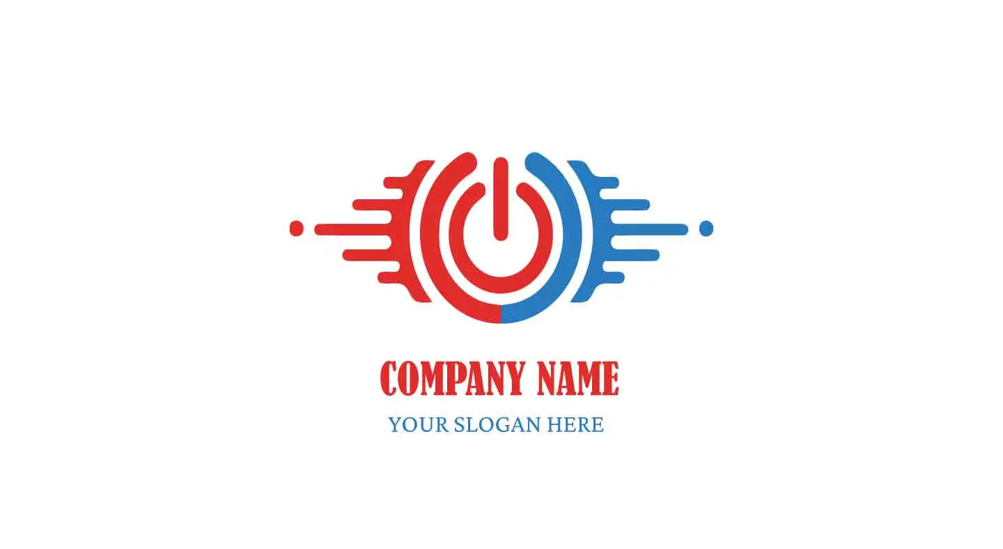 Dynamic Power Button Logo with Speed Lines