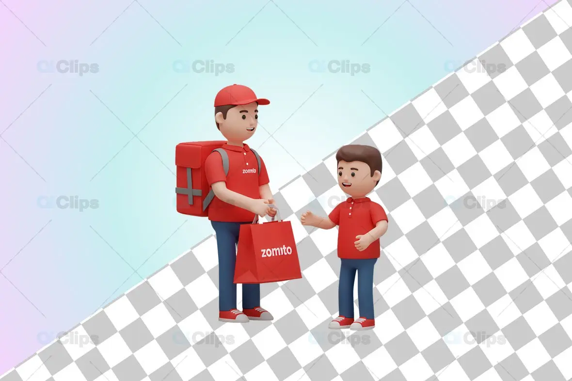 3D Zomato Delivery Interaction Scene