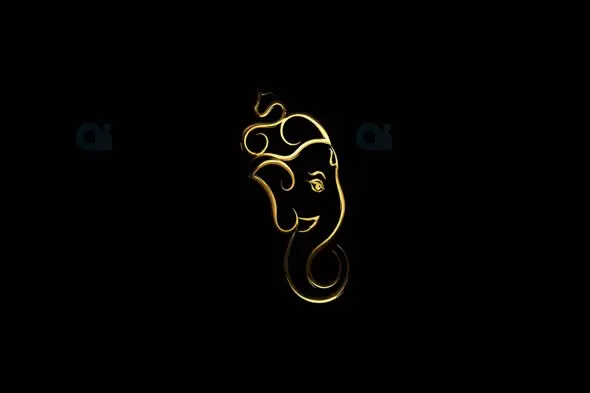 Abstract Golden Ganesha Animation with Transparent Alpha