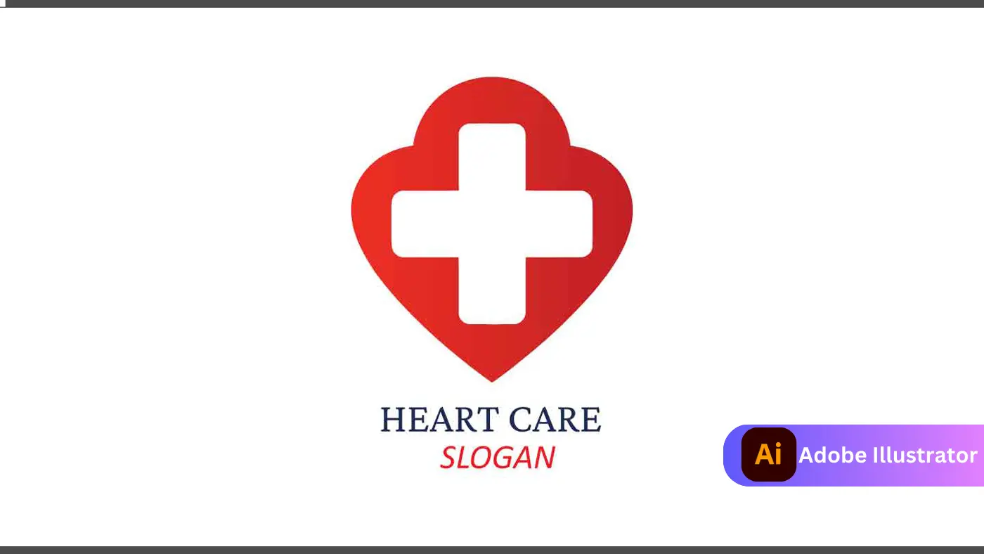 Medical Heart Care Cross Logo Design