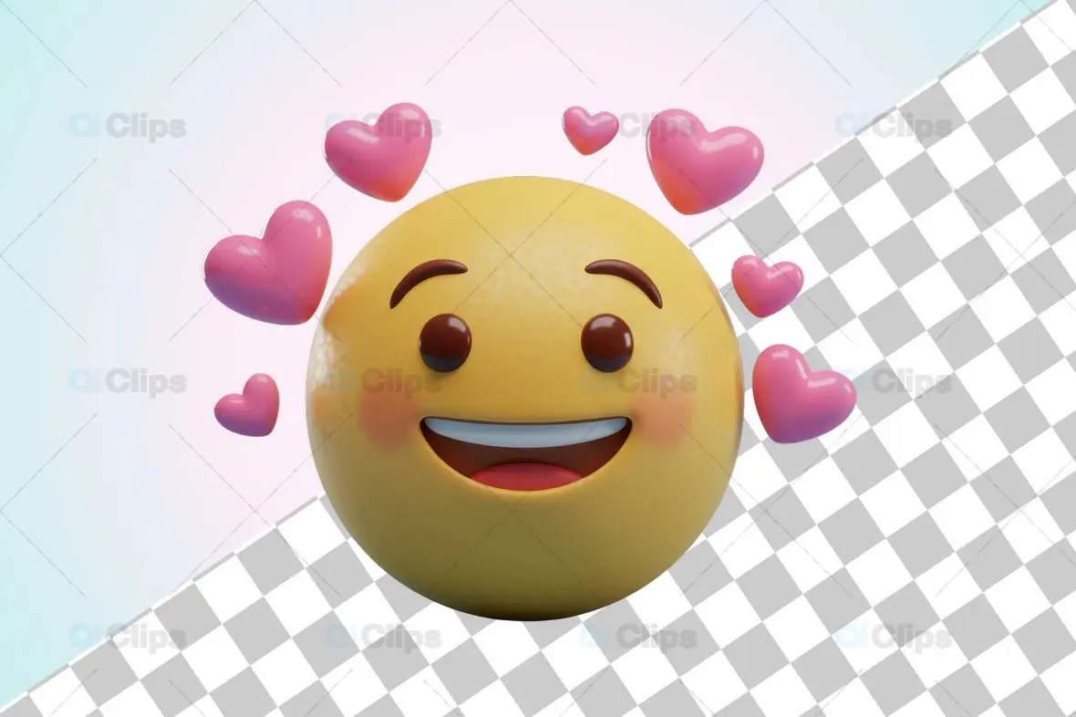 3D In-Love Emoji with Floating Hearts