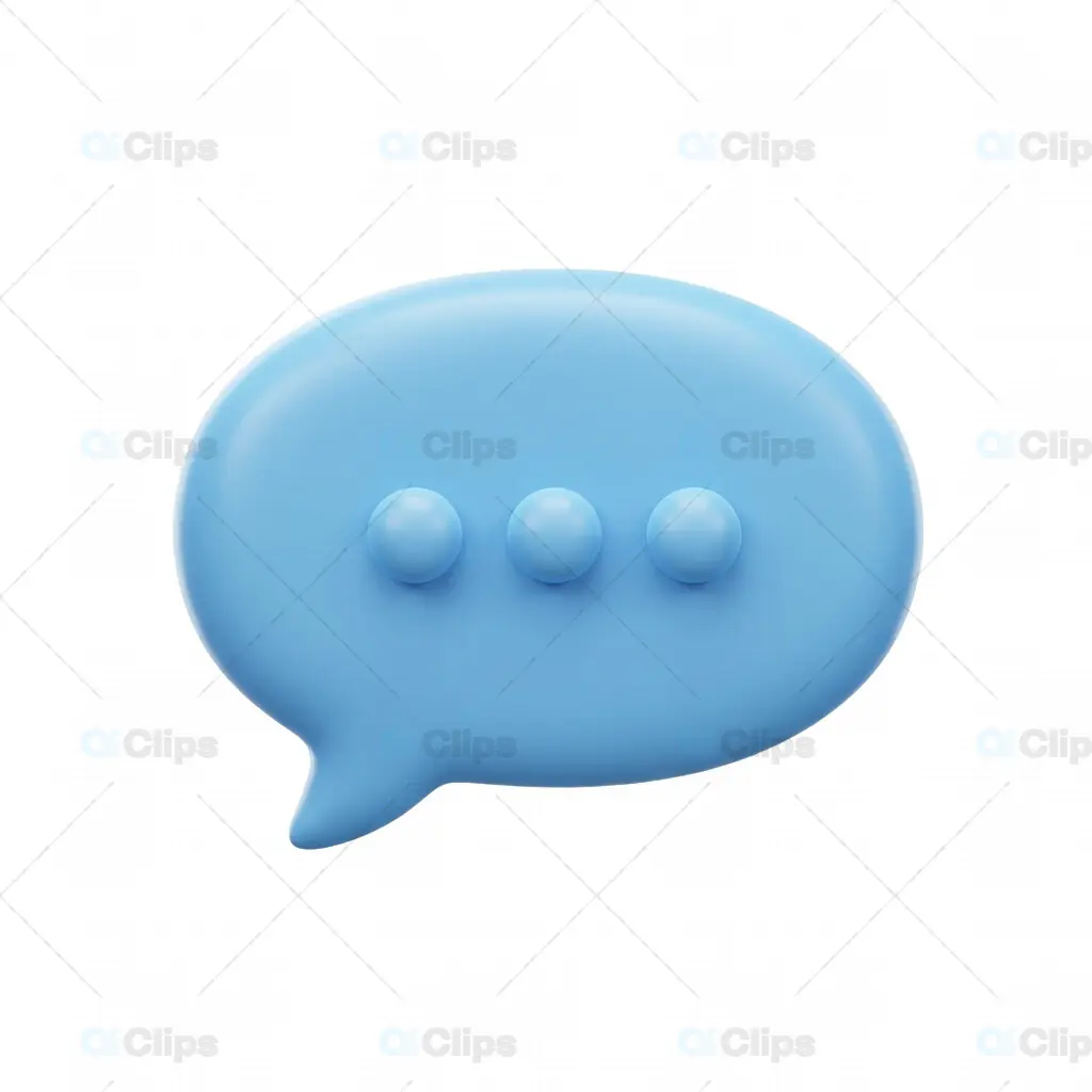 3D Blue Chat Bubble Icon
